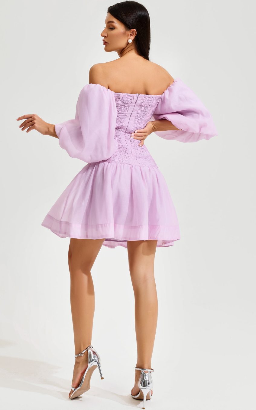 Puff Sleeve Bustier Backless Ruched Mini Dress