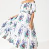 Floral Puff Sleeve Off-Shoulder Ruffle Hem Maxi Dress