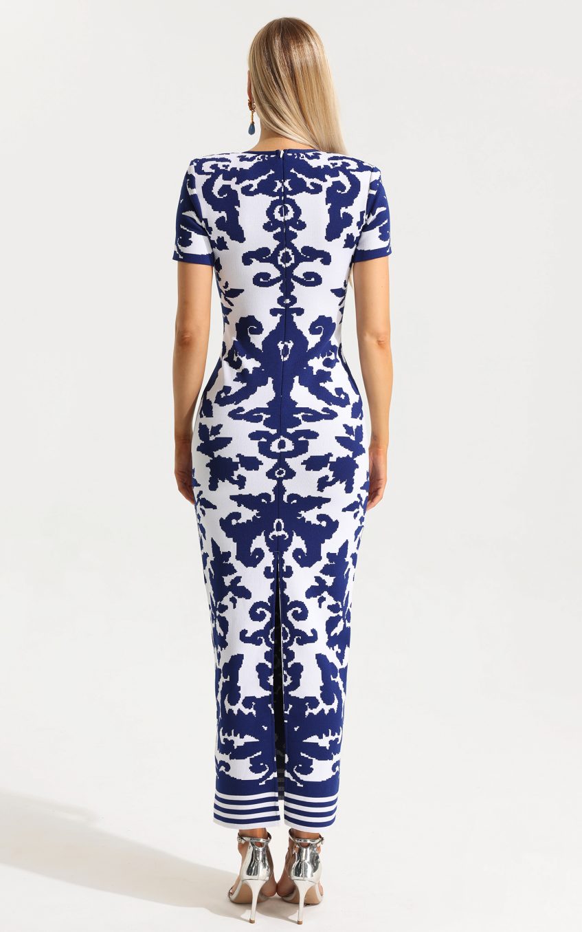 Kint Paisley Print Round Neckline Midi Dress