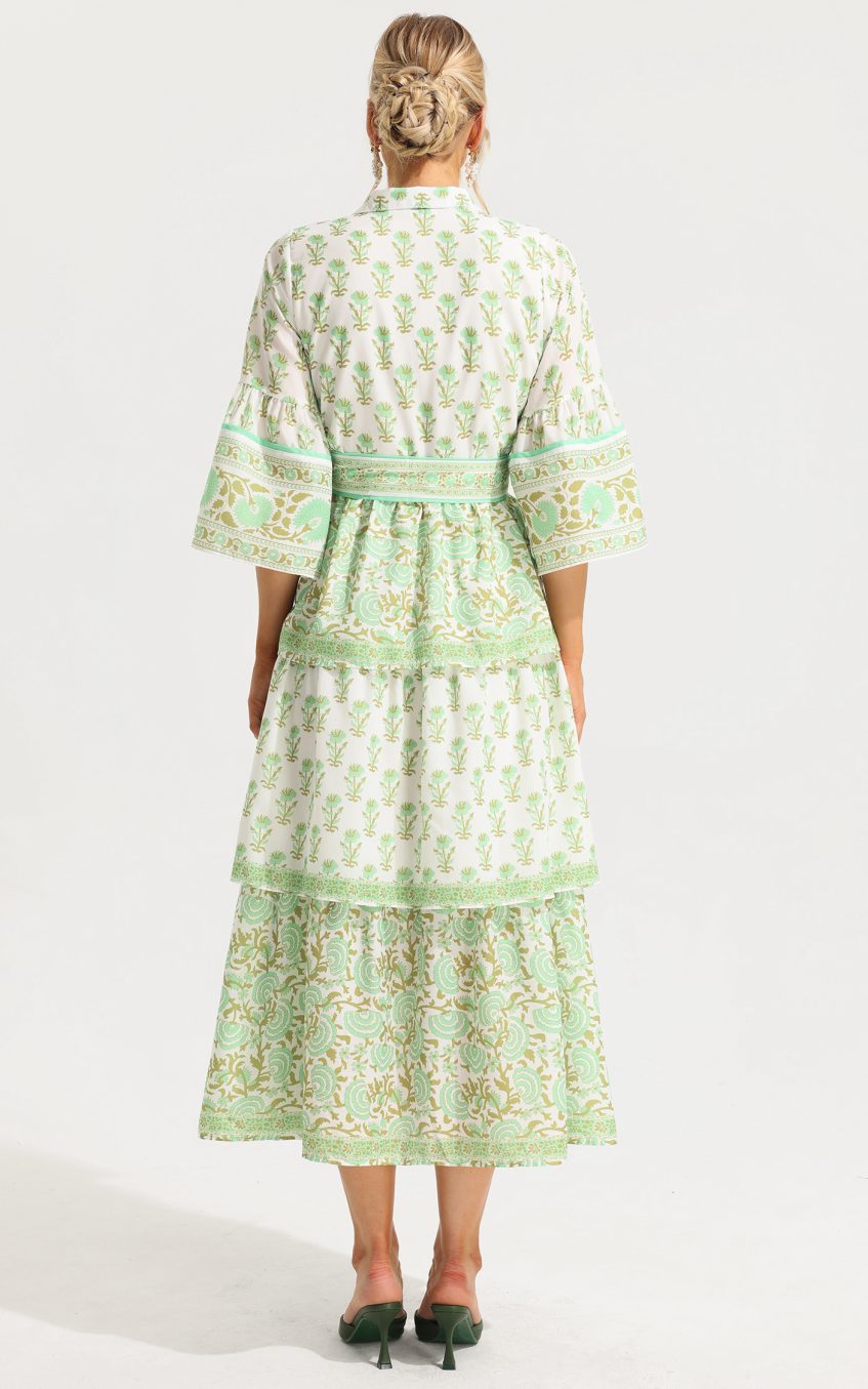 Paisley Single Breasted Midi Dress