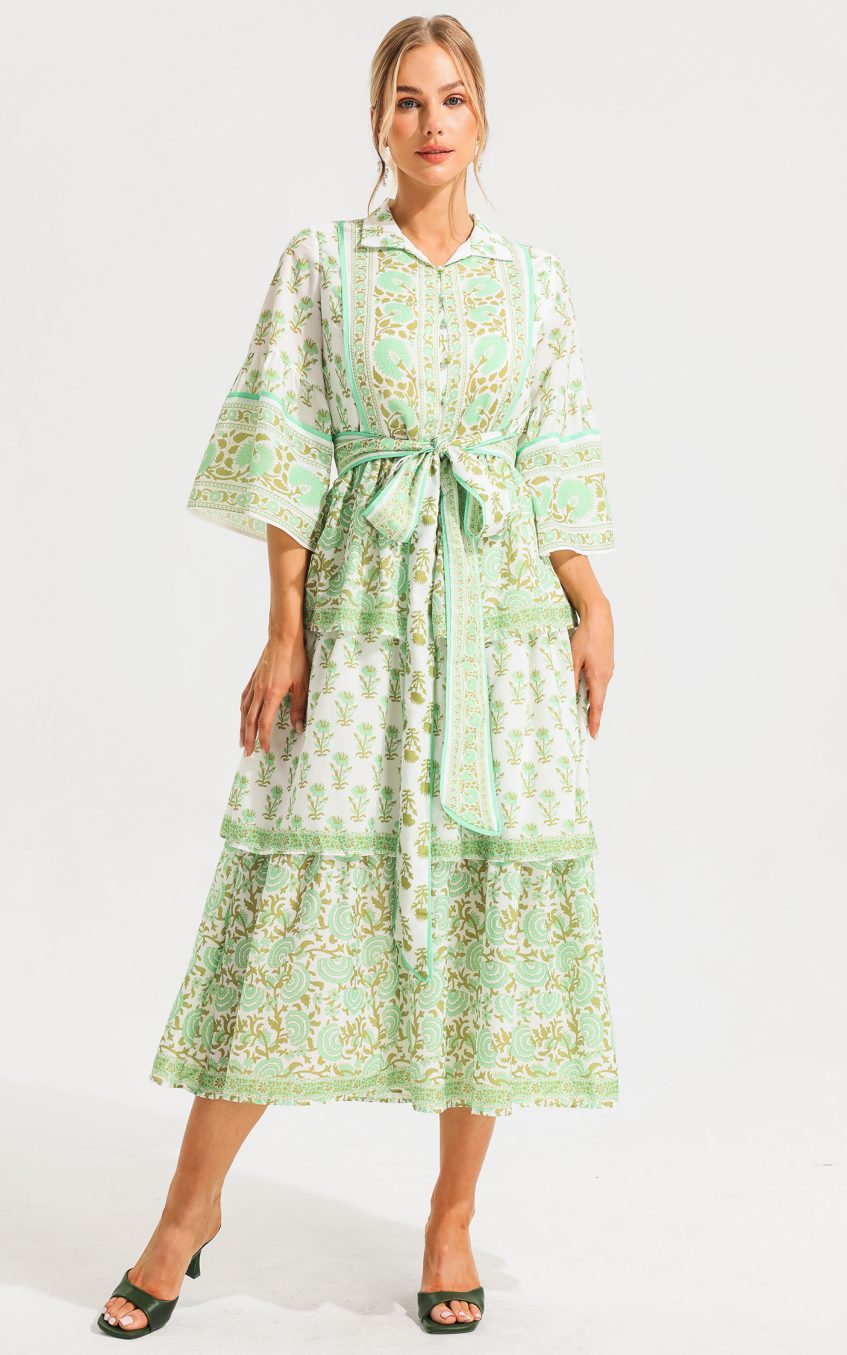 Paisley Single Breasted Midi Dress