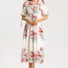 Floral Bottom Puff Sleeve Midi Dress
