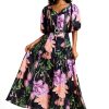 Floral V-Neck Midi Dress With Belt