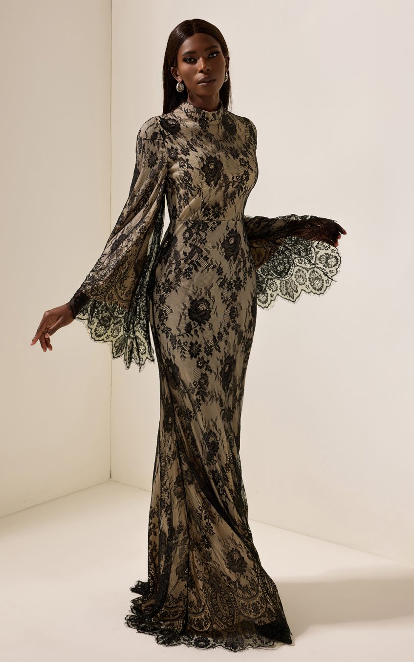 Lace Long Sleeve Midi Dress