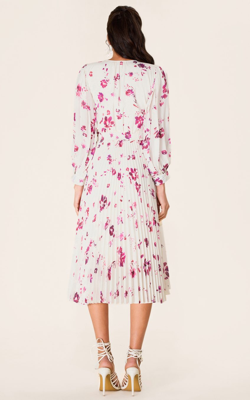Chiffon Floral V-Neck Midi Dress