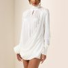 High Neck Long Sleeve Mini Dress