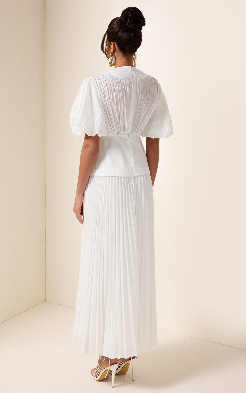 Solid Pleated Lace Up Midi Dress