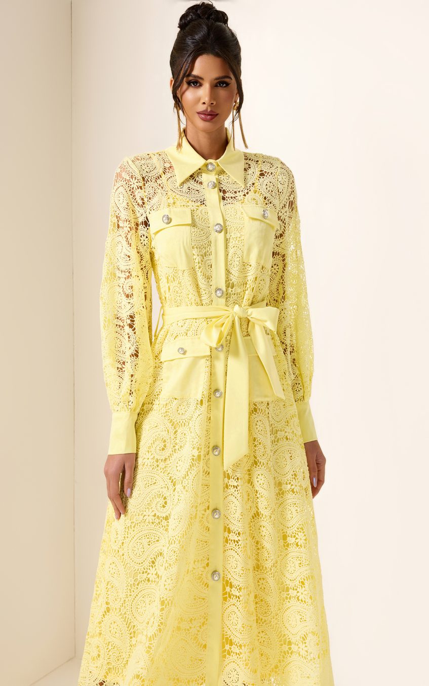 Solid Embroidered Pocket Midi Dress