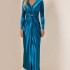 Satin Solid Faux Pearl Midi Dress