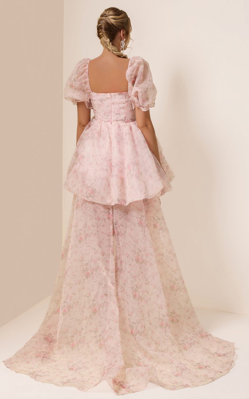 Floral Puff Sleeve Square Neck Mini Dress