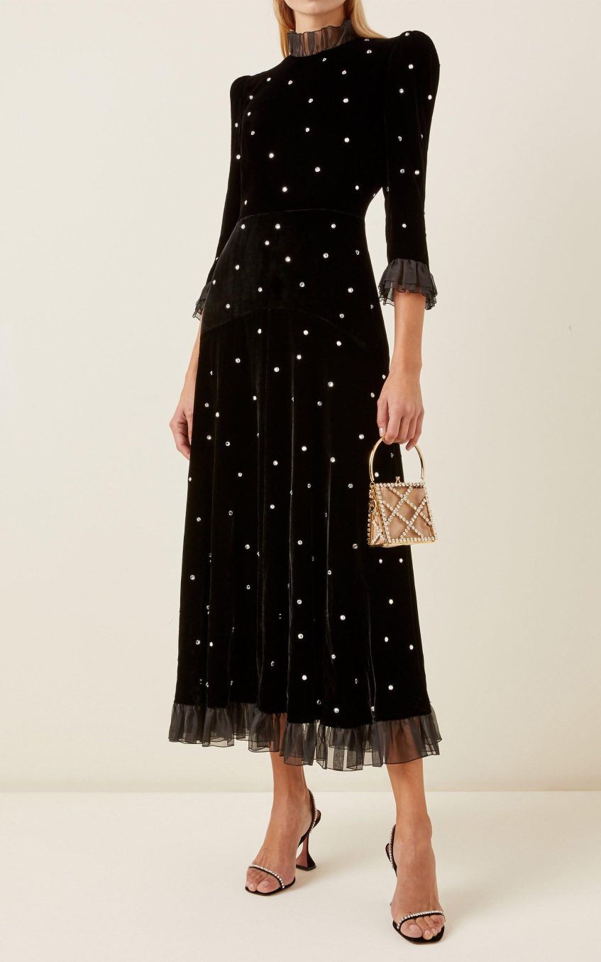 Velvet Mid Sleeve Maxi Dress