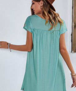 Floral Embroidered Mini Dress Green