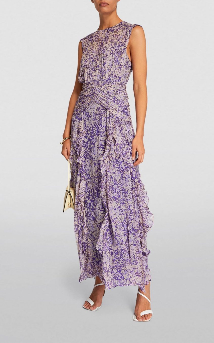 Floral Sleeveless Crew Collar Midi Dress