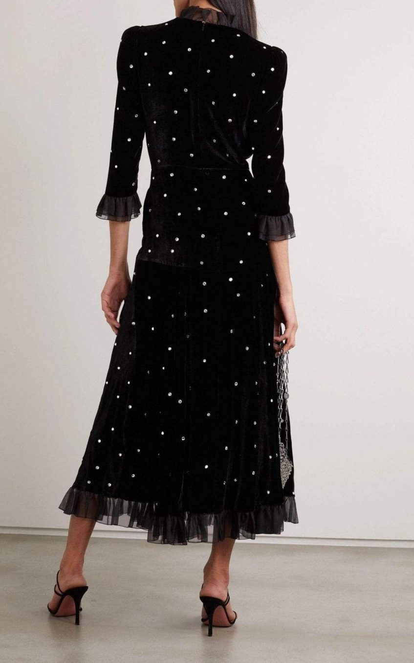 Velvet Mid Sleeve Maxi Dress