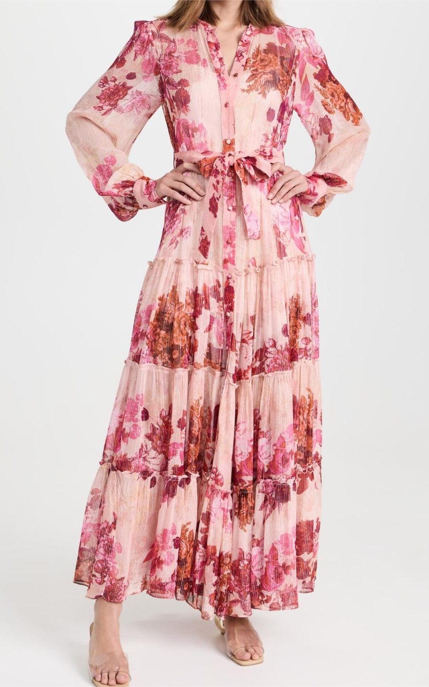 Floral Mid Sleeve Maxi Dress