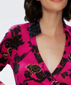 Floral Mid Sleeve Lace Up Wrap Midi Dress