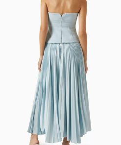 Sweetheart Neck Off-Shoulder Pleated Midi Dress