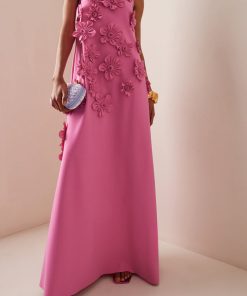 3D Floral High Neck Sleeveless Maxi Dress