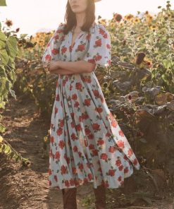 Floral Pleated Bottom Midi Dress