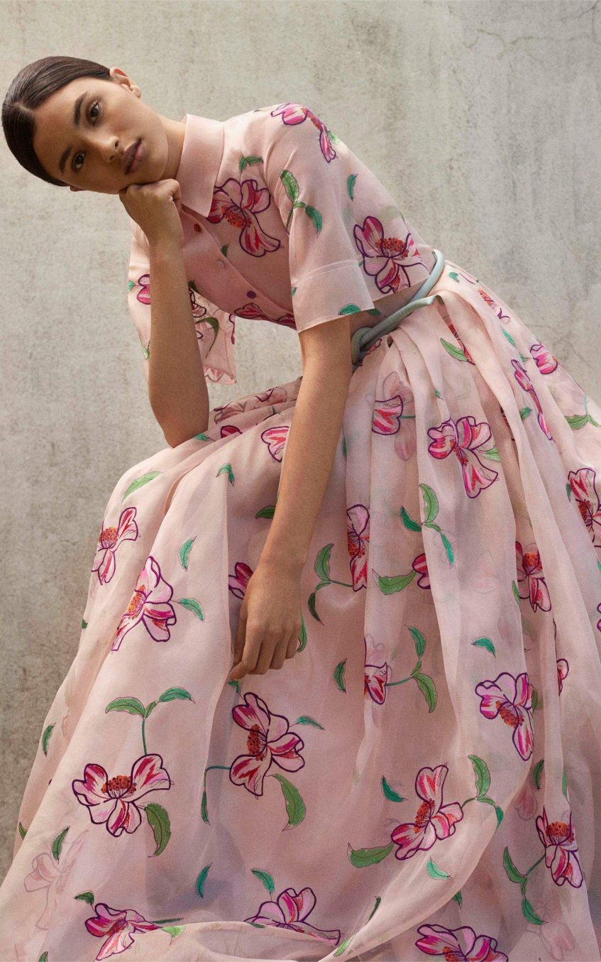 Floral Short Sleeve Bottom Midi Dress