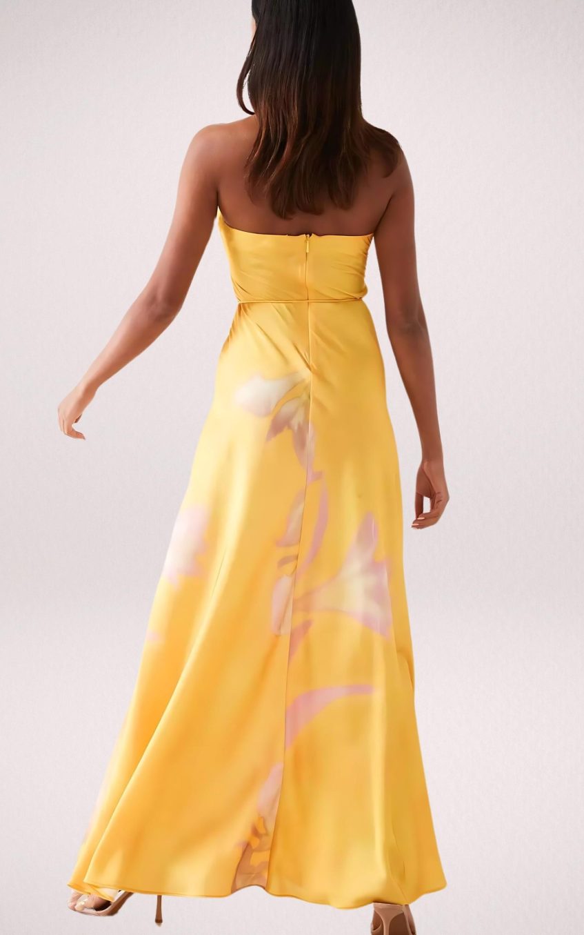Satin Floral Halter Neck Midi Dress