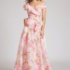 3D-Flower Frill Chiffon Maxi Dress