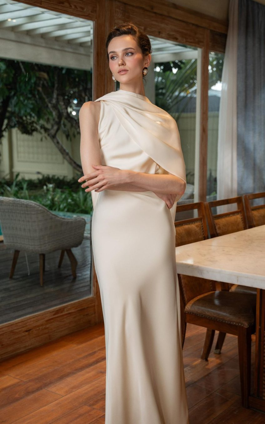 Satin Solid Backless Midi Dress