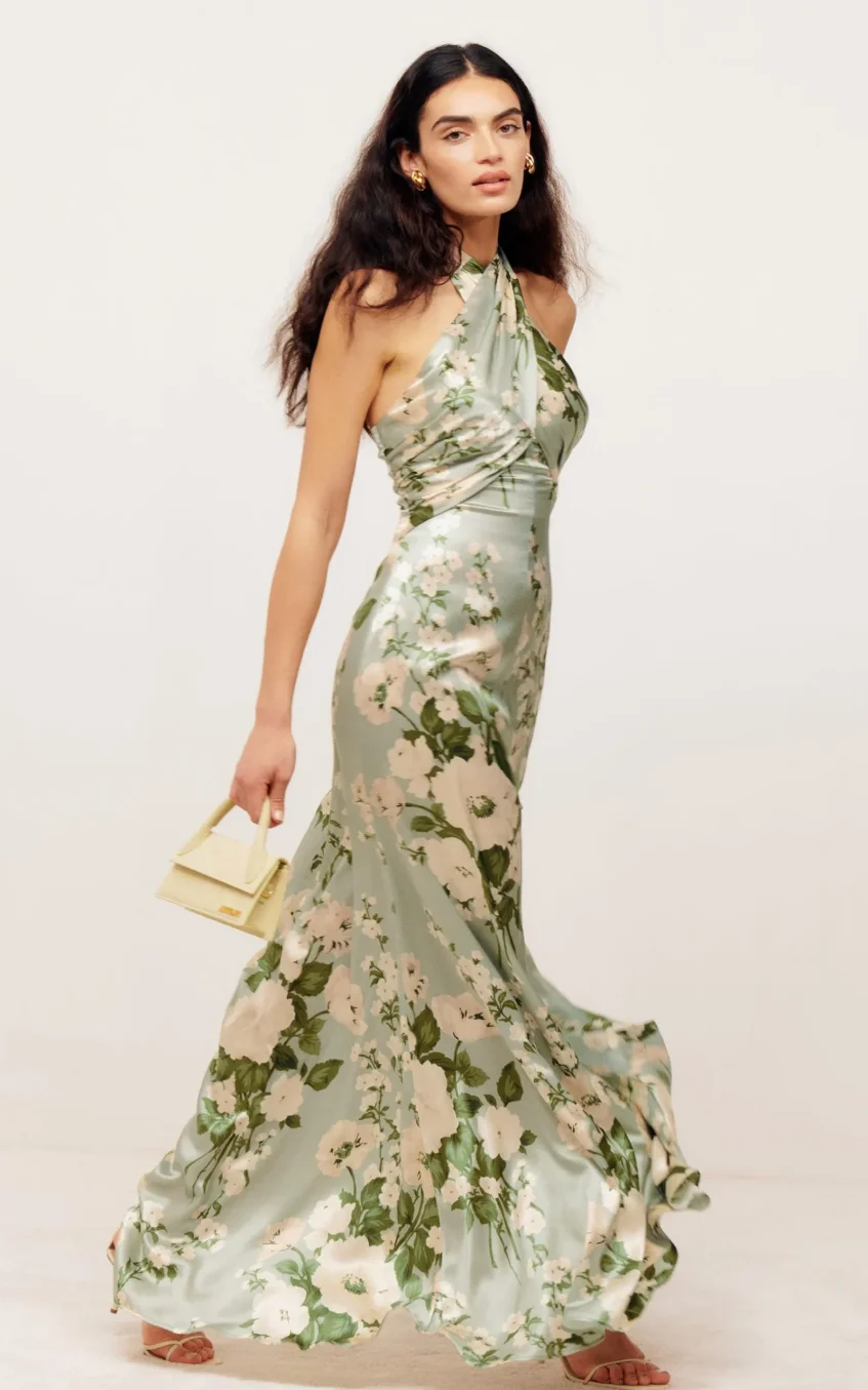Floral Halter Neck Maxi Dress