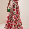 Metal Halter Neck Floral Maxi Dress