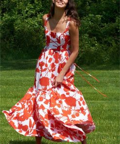 Sleeveless Square Collar Lace Up Maxi Dress