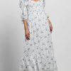 Floral Square Collar Midi Dress