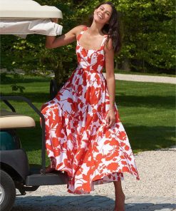 Sleeveless Square Collar Lace Up Maxi Dress