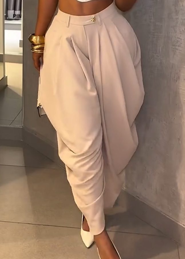 Ladies' Irregular Solid Color Casual Pants