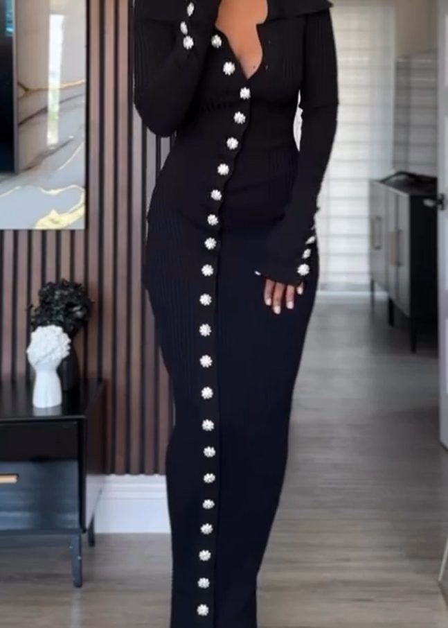 Ladies Lapel Breasted Slim Fit Casual Dress