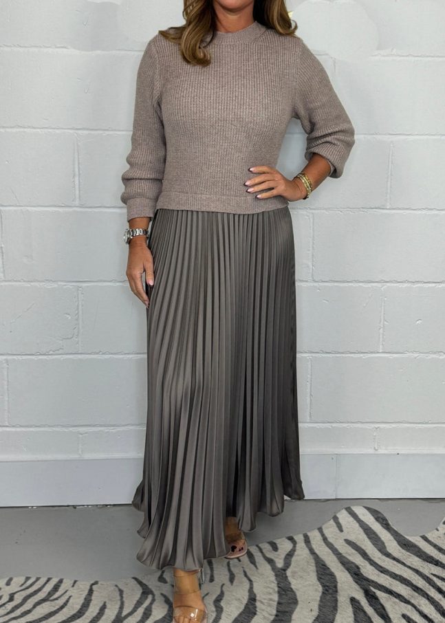 Ladies Round Neck Patchwork Casual Dress